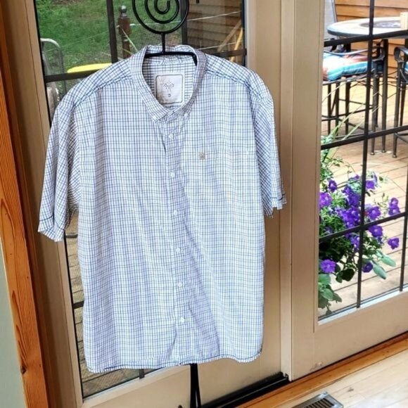 Prana Accented Colored Stitch Striped SS Casual Button Down Sz XL Shirt - Picture 1 of 9